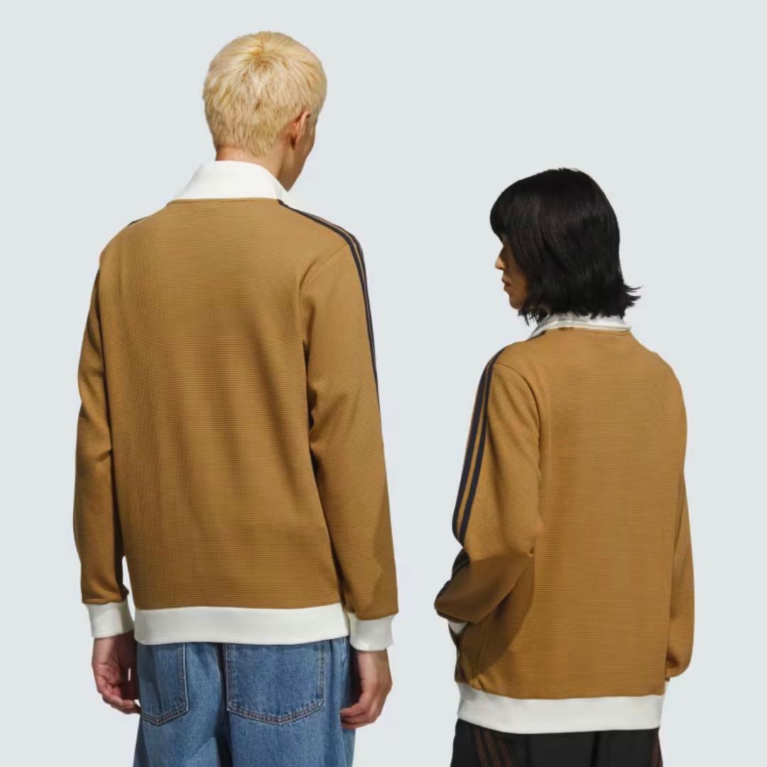 日本未発売カラーL茶⭐️adidas アディカラー 刺繍 トラックトップ ワッフル