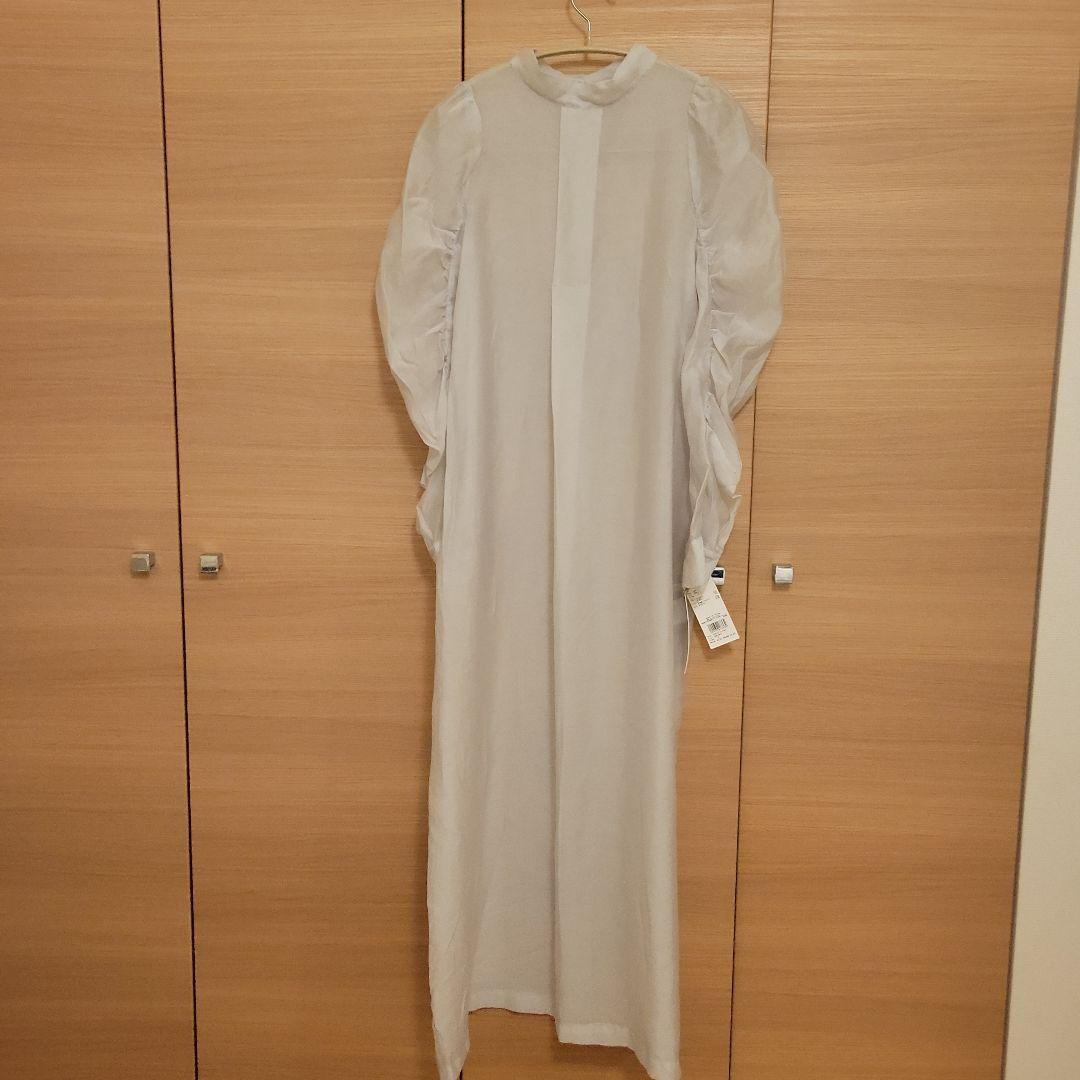 SNIDEL シフォン長袖シャツワンピース グレー