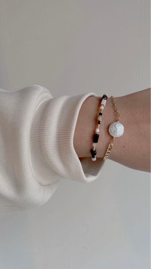 淡水コインパール ネックレス&ブレスレット 、コンバーチブルで66cm-