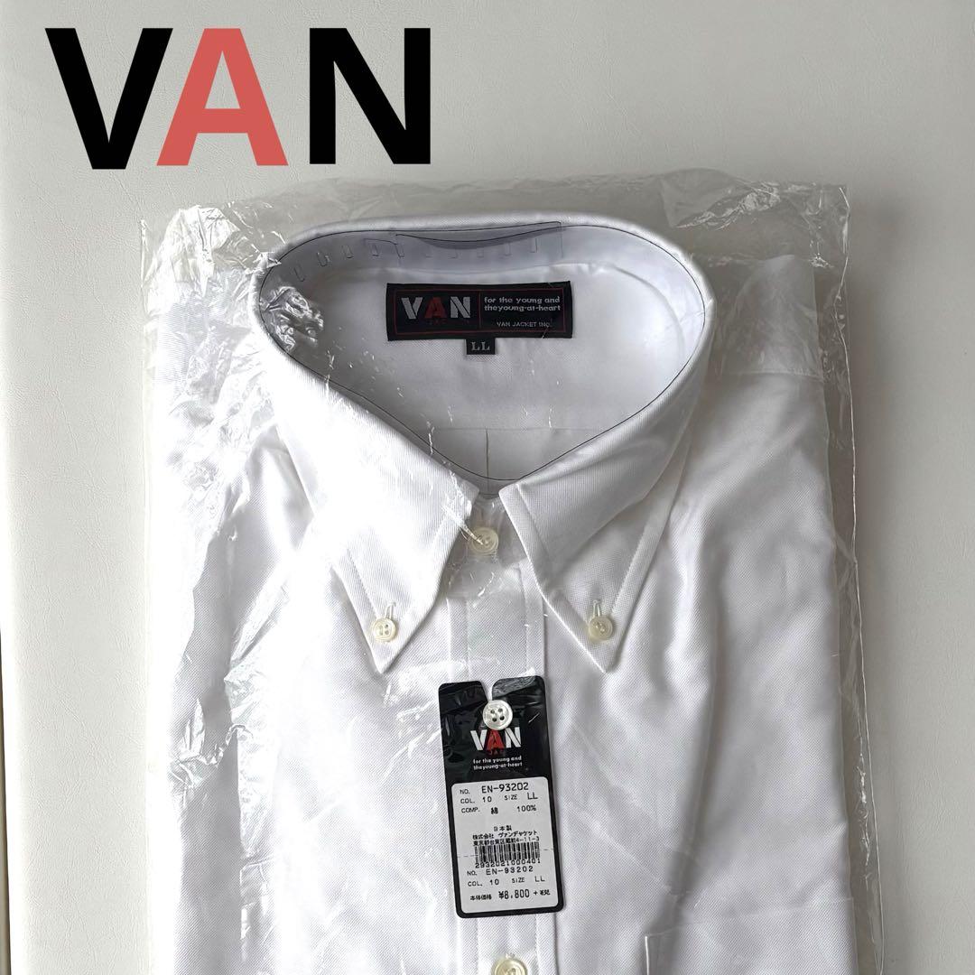 新品タグ付き❗️VAN jac,ホワイト ドレスシャツ LL