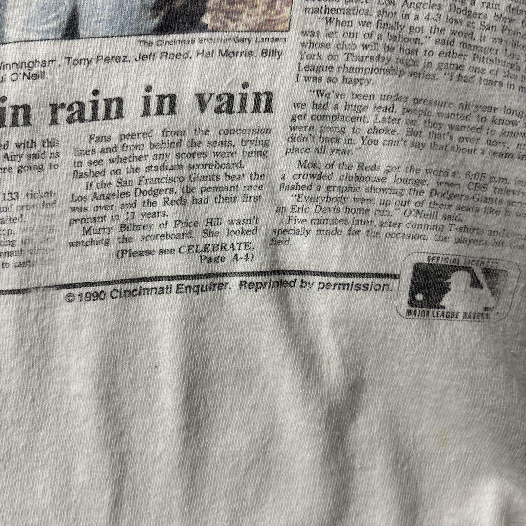 【GINGER掲載商品】 90年 メルカリ - MLB新聞柄 M Tシャツ WIRE TO WIRE レッズ USA製 トップス