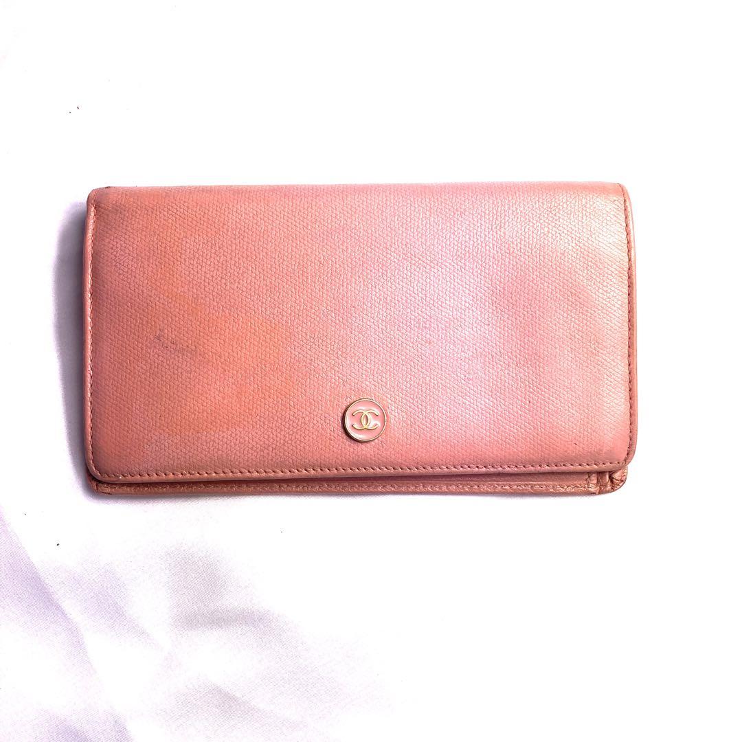 シャネル CHANEL 二つ折り 長財布 ココマーク ピンク ココボタン