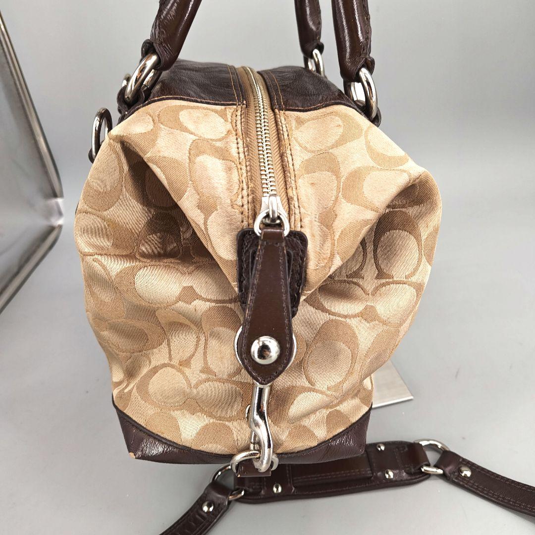 COACH 2way ショルダーバッグ ミニボストン ブラウン シグネチャー