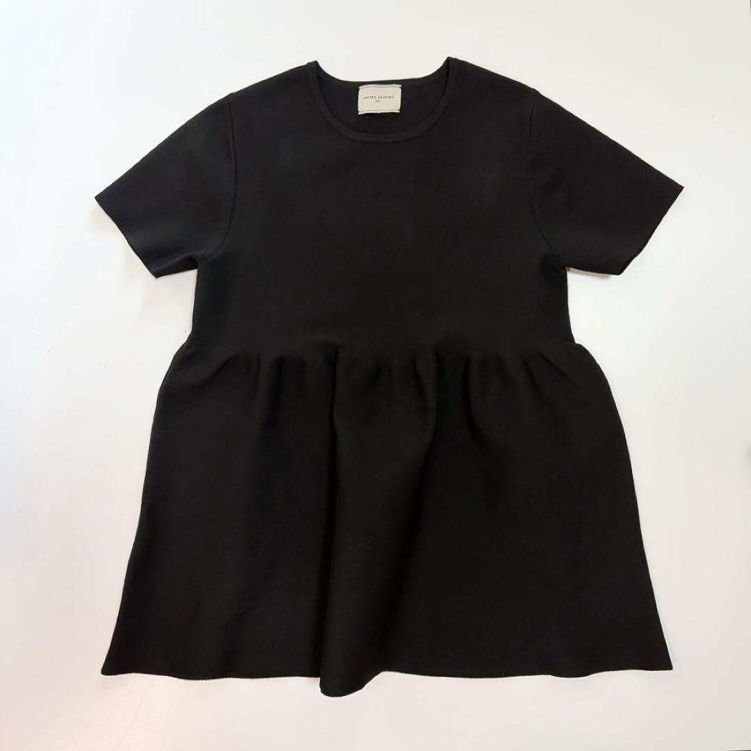 UNITED ARROWS ペプラム ショートスリーブ ニット　半袖　黒