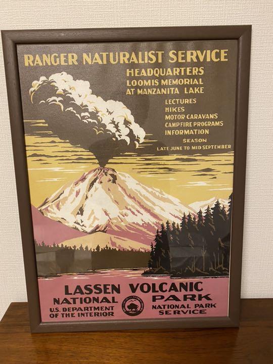 特大サイズ フレームセット ラッセン火山国立公園 ビンテージ ポスター