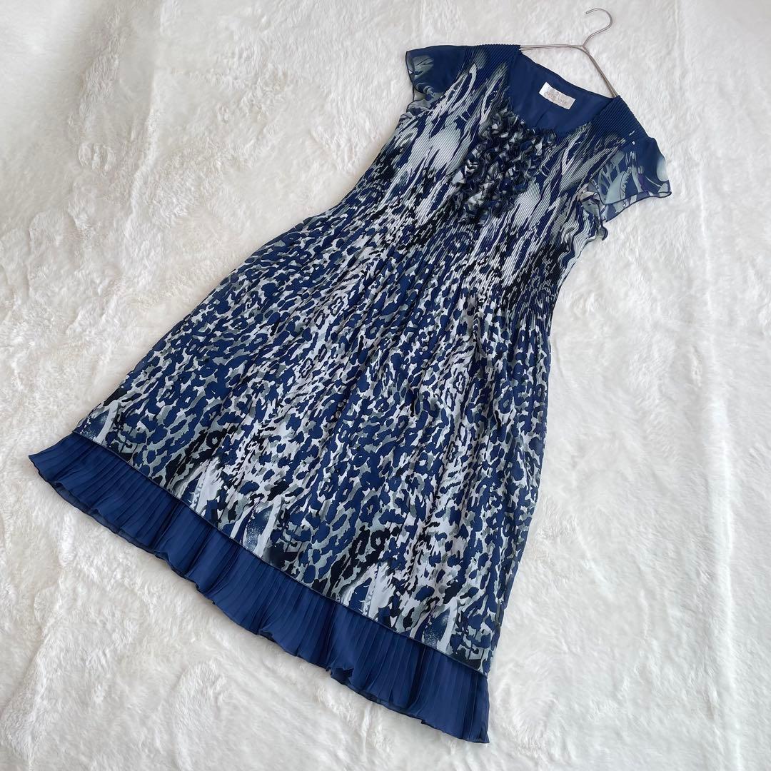 美品 アルテソワ 総柄 ワンピース ランダムプリーツ アニマル柄 フリル XL 6,073円