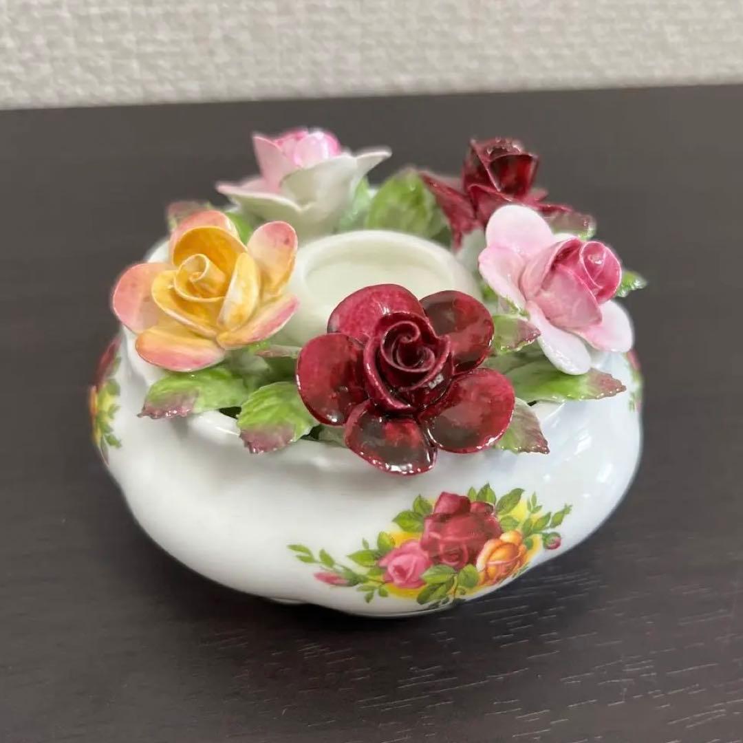 ロイヤルアルバート　オールドカントリーローズ 陶花キャンドルスタンド