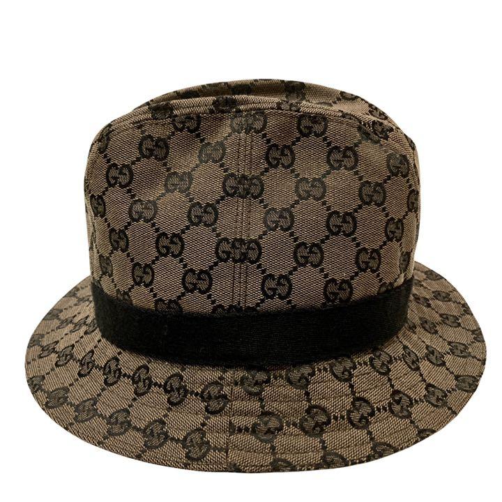 美品/Lサイズ】グッチ GUCCI GGシマ バケットハット 帽子 ブラウン