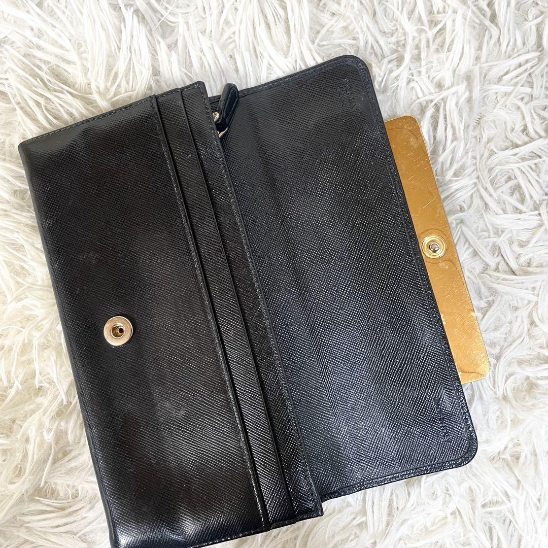 PRADA プラダ　長財布　折り財布　ビジュー　ブラック　黒