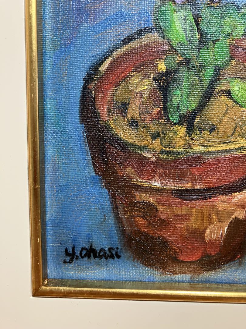 【油絵】油彩画　花の絵　立体画　インテリア　額装　額縁　絵画