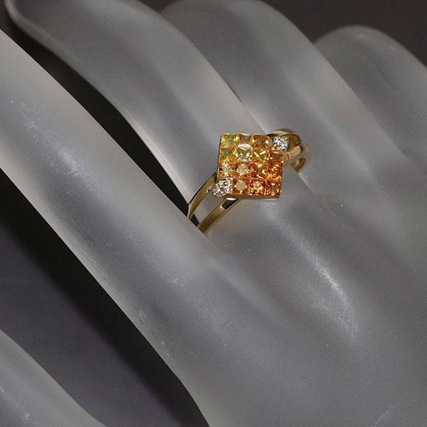 K18 イエロー サファイア ダイヤモンド リング YS0.65ct ミステリー