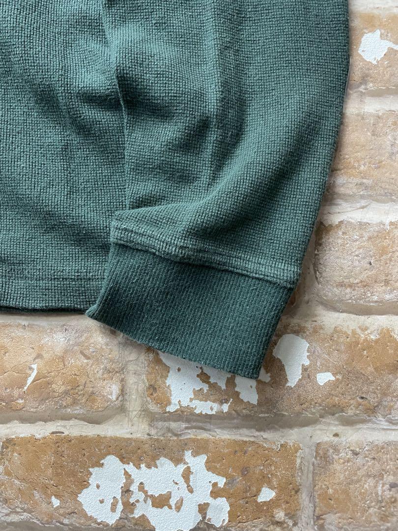 80s LLBean エルエルビーン　サーマル　ロンT 緑　ヘンリーネック　古着