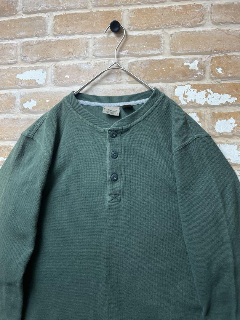80s LLBean エルエルビーン　サーマル　ロンT 緑　ヘンリーネック　古着