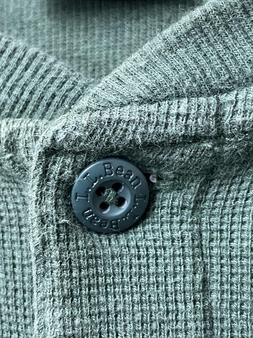 80s LLBean エルエルビーン　サーマル　ロンT 緑　ヘンリーネック　古着