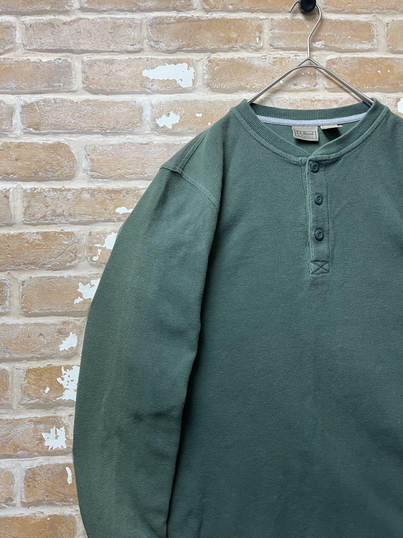 80s LLBean エルエルビーン　サーマル　ロンT 緑　ヘンリーネック　古着