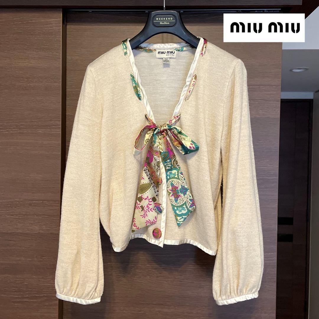 とゆ様専用 イタリア製 MIUMIU ビンテージ リボン ラメカーディガン 4