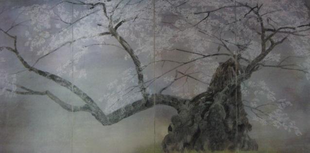 中島千波、【神代桜】、希少な大判額装用画集より、美品、日本人画家 中島千波、【神代桜】、希少な大判額装用画集より、美品、日本人画家