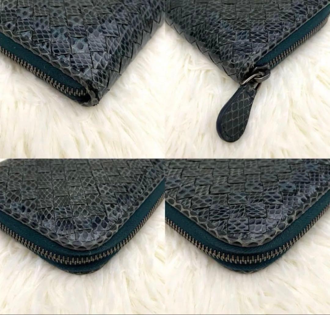 【美品】BOTTEGA VENETA イントレチャート パイソン 長財布