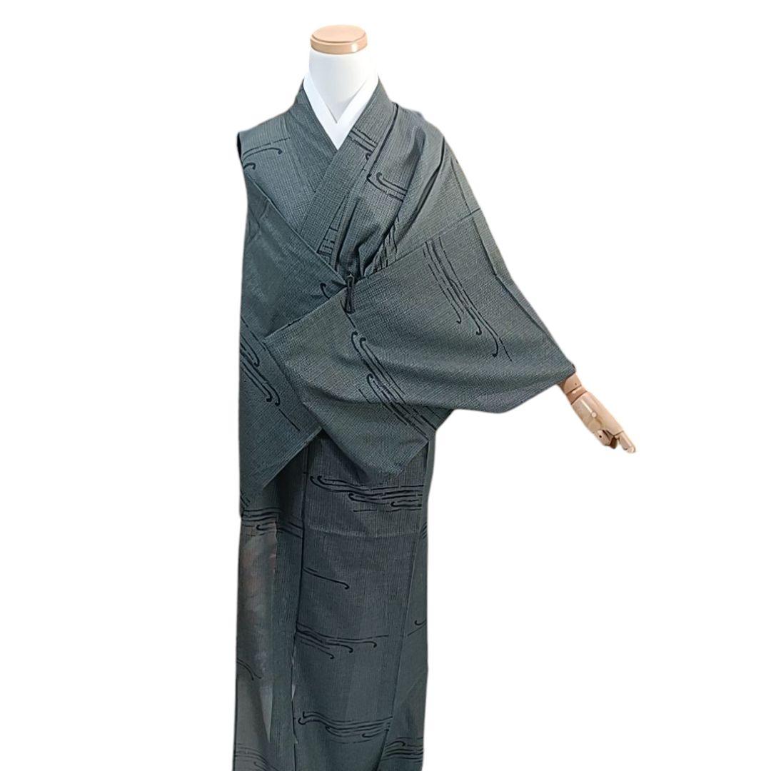 期間限定 数量限定 お手入れ簡単 さんびお誂え 1530華 緑 夏着物 小紋 着物・浴衣