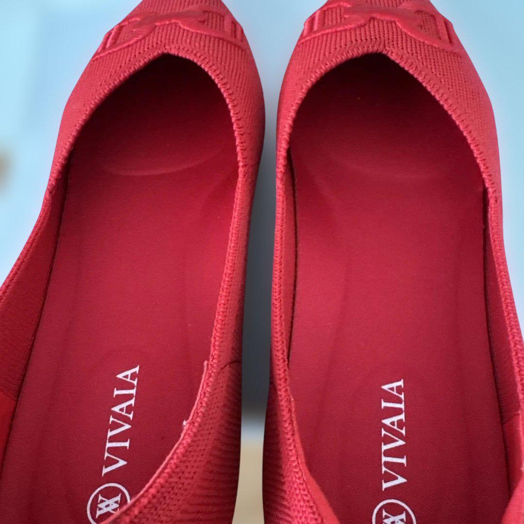 美品！VIVAIA 赤 フラットシューズ メッシュ VIVAIAフラット