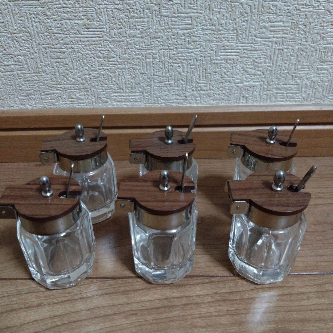 十角木目辛子スプーン付6ケ