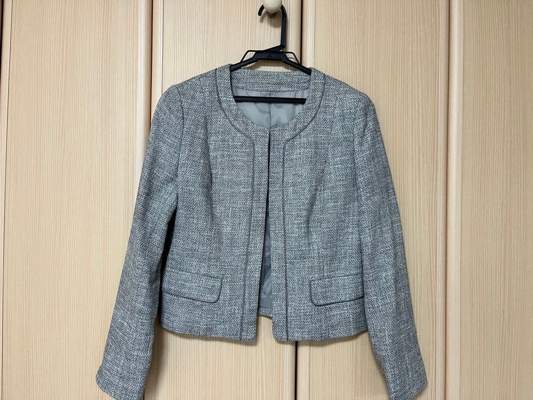 COMME CA ISM ツイード ノーカラージャケット 9号 M 【本日特価】 1190