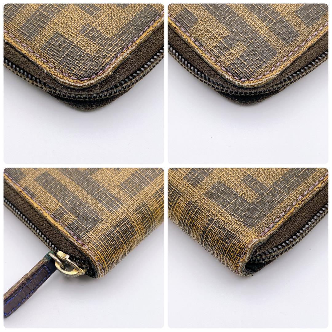 FENDI フェンディ ズッカ柄 ラウンドファスナー 長財布 パープル