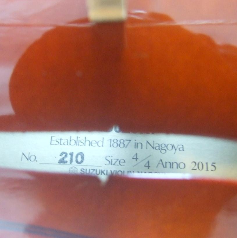 鈴木バイオリン 4/4 No210 2015年製 弓 ケース 美品 メンテ済み