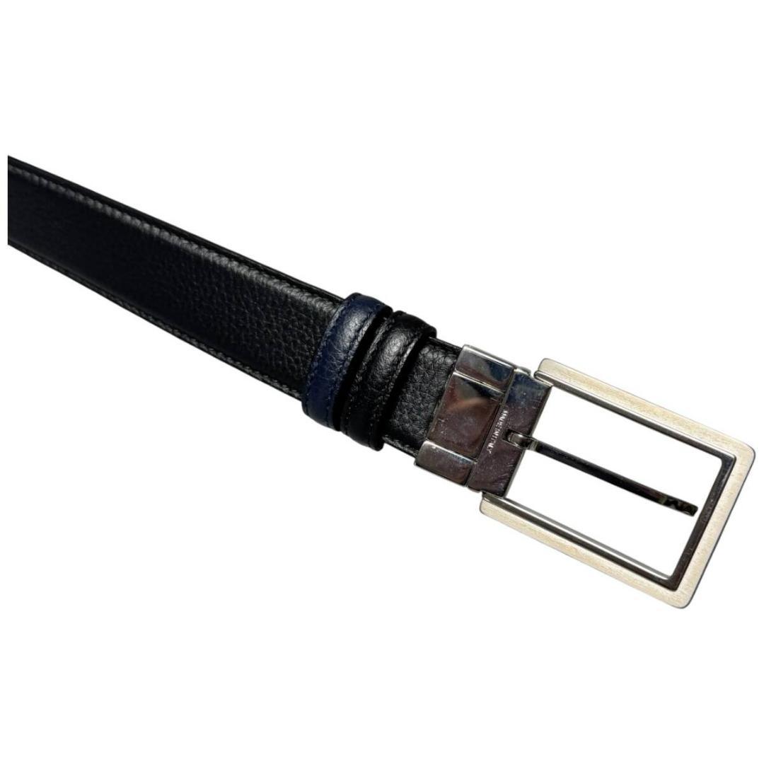 【美品】dior homme レザーベルト85 美品 DIOR HOMME バイカラー レザー ベルト ブラック/ネイビー
