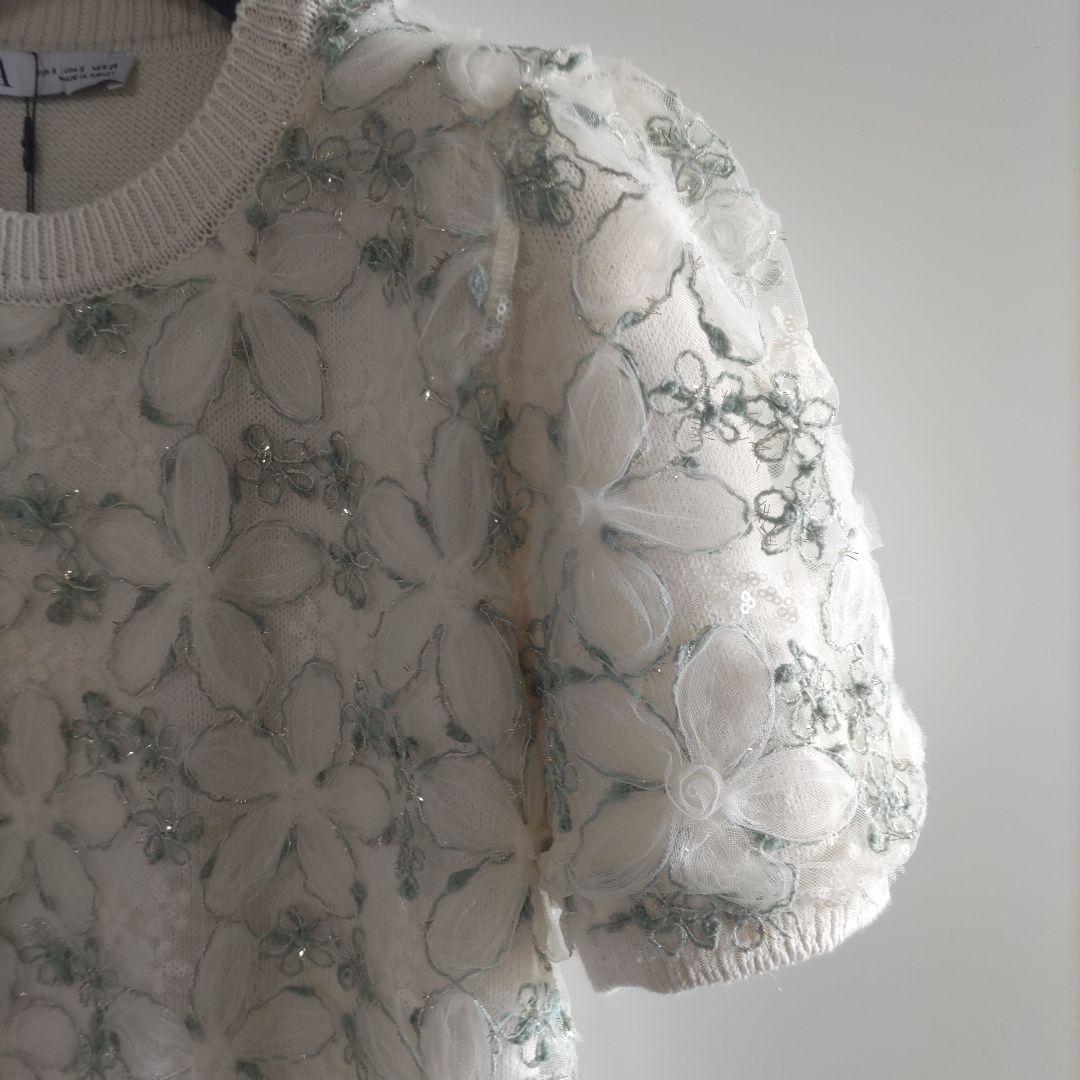 専用✨新品✨ZARA ザラ スパンコール刺繍入り異素材ニット