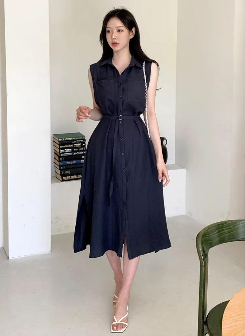 【新品未使用】ディーホリック　ノースリロングシャツワンピース　ノースリーブ