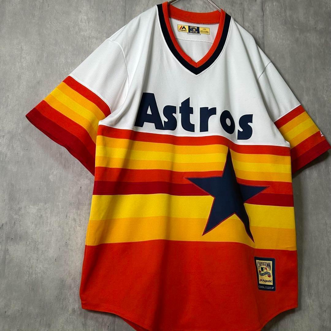美品 Majestic MLB 公式 ヒューストンアストロズ ゲームシャツ 半袖