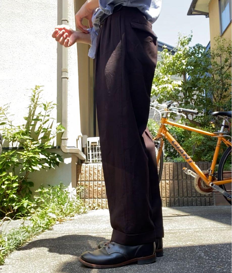 パリコレクション 50s 60s メルカリ - ロカビリー ブラウン スラックス ウールギャバ パンツ