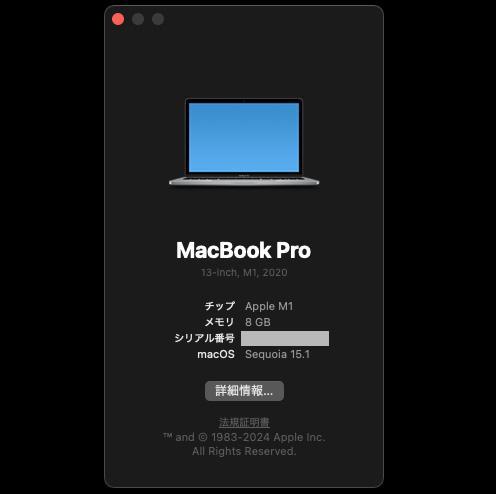 MacBook本体 MacBookPro2020 13inch M1 8GB 256GB