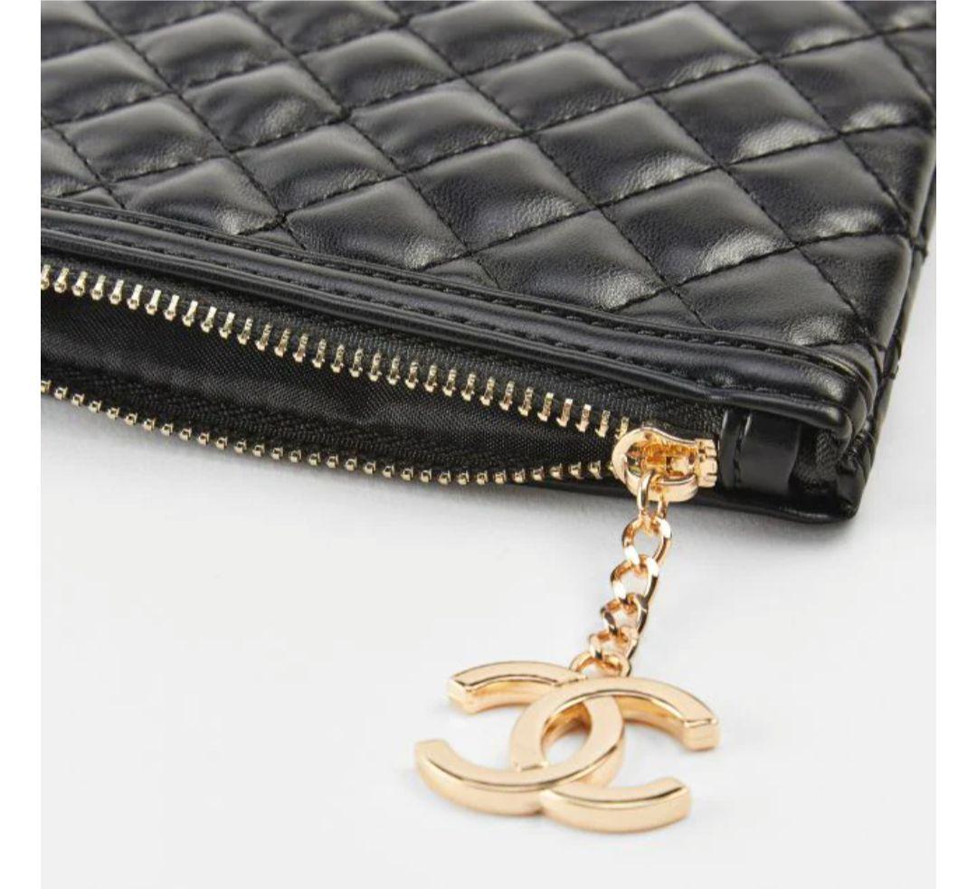 CHANEL シャネル ノベルティ キルティング ポーチ ブラック