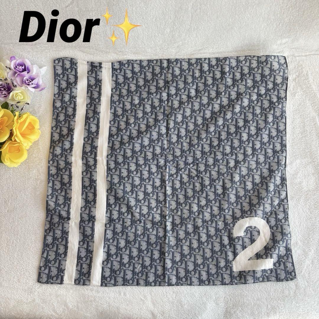 Christian Dior 大判 スカーフ ネイビー ディオール トロッター 極美品✨】Dior ディオール トロッター 大判 スカーフ ネイビー