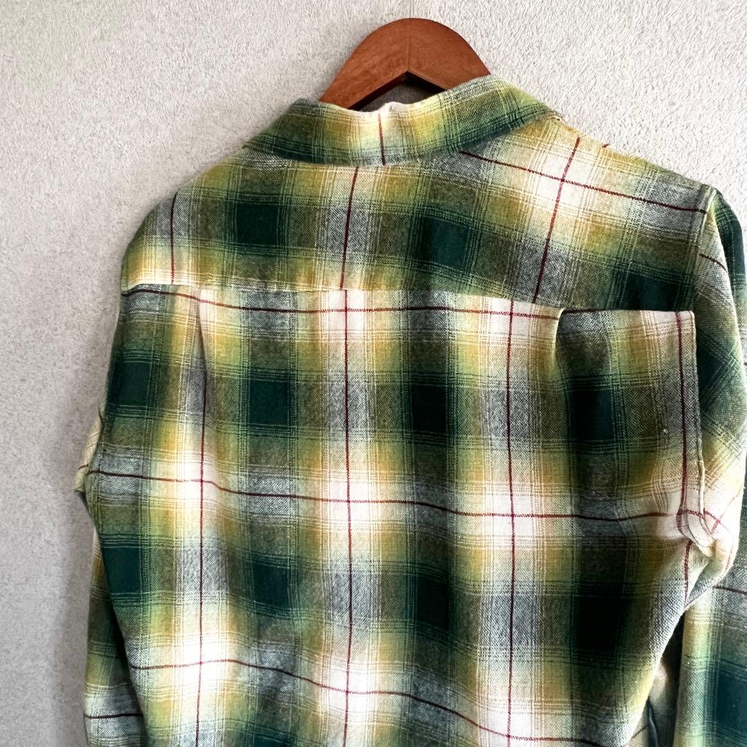 70s JC PENNY オンブレチェック シャツ グリーン Mサイズ 70s JC PENNY オンブレチェック シャツ グリーン Mサイズ