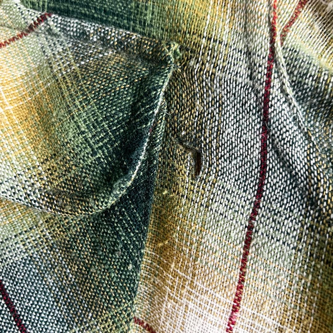 70s JC PENNY オンブレチェック シャツ グリーン Mサイズ 70s JC PENNY オンブレチェック シャツ グリーン Mサイズ