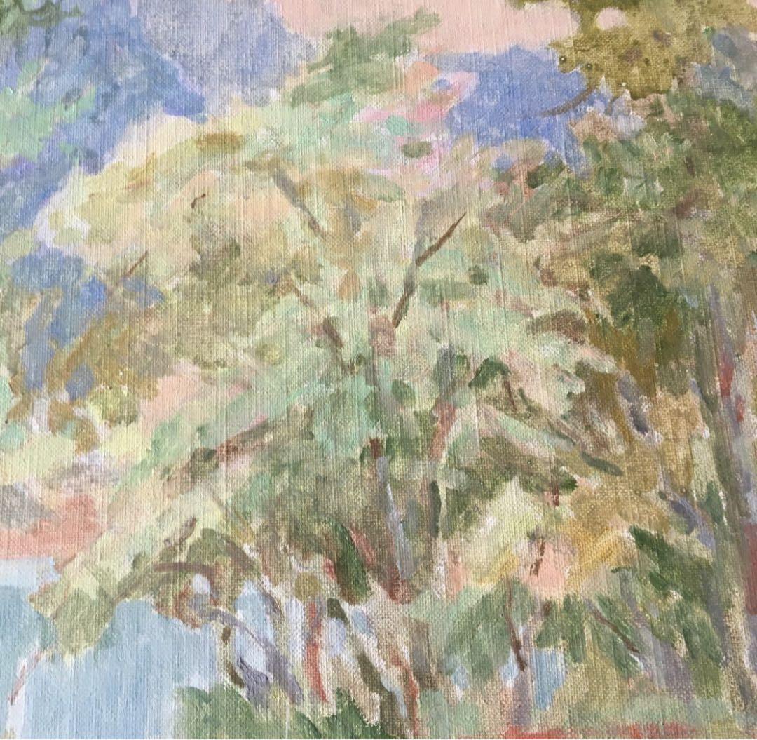 佐々木利栄 油彩 F8 風景画 共シール 額装 油絵 油画 絵画 新協美術委員
