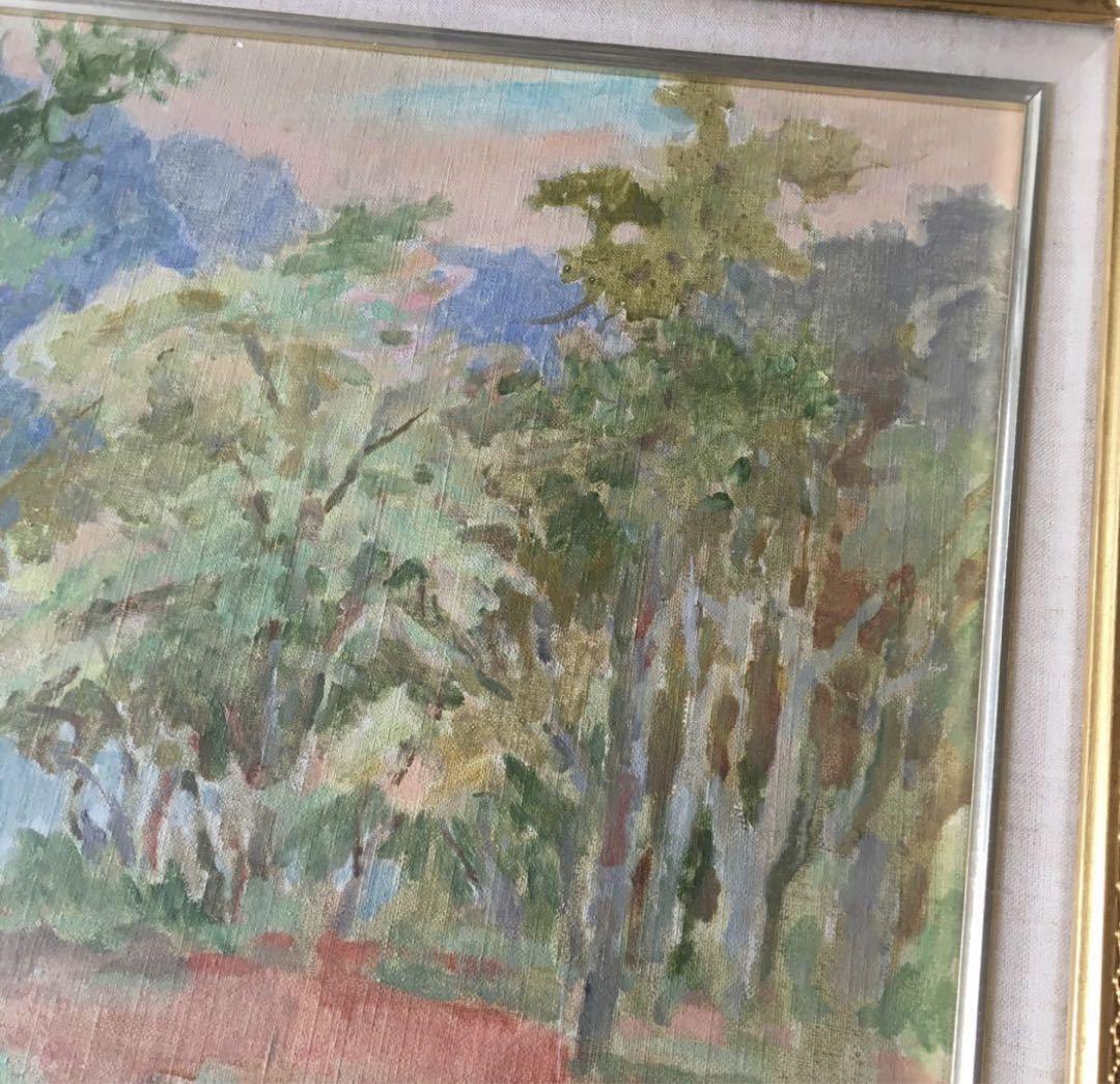 佐々木利栄 油彩 F8 風景画 共シール 額装 油絵 油画 絵画 新協美術委員