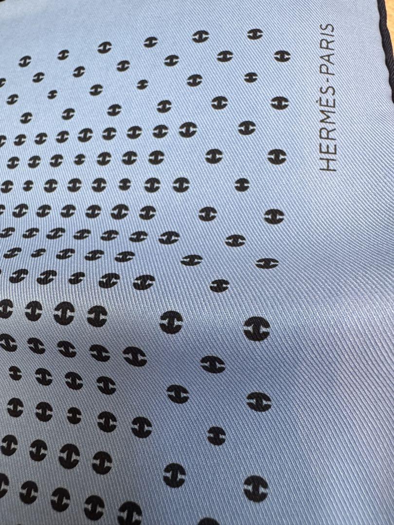 HERMES POCHETTE TWILL ハンカチ シエル/マリン