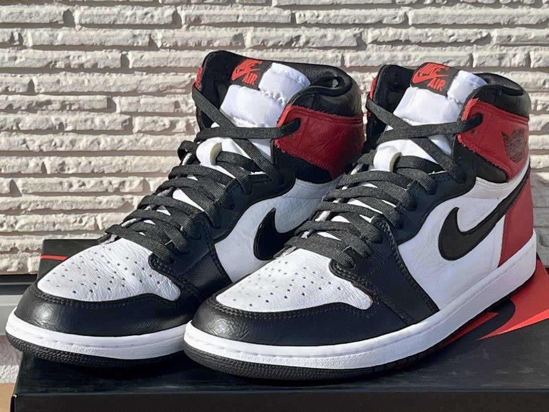 美品送料込！NIKEエアジョーダン1 ハイOGブラックトゥカスタム28㎝ つま黒