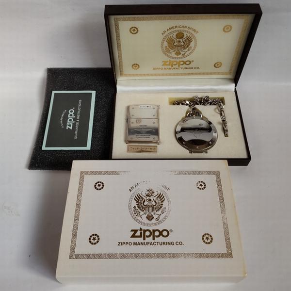 【未使用】Zippo アメリカン・トラディショナル 懐中時計・ライターセット