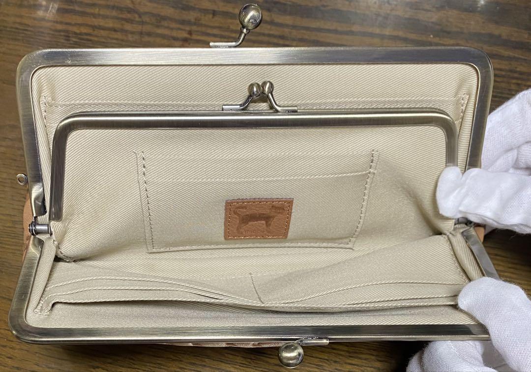 長財布　本革　レディース　猫　がま口　美品　日本製