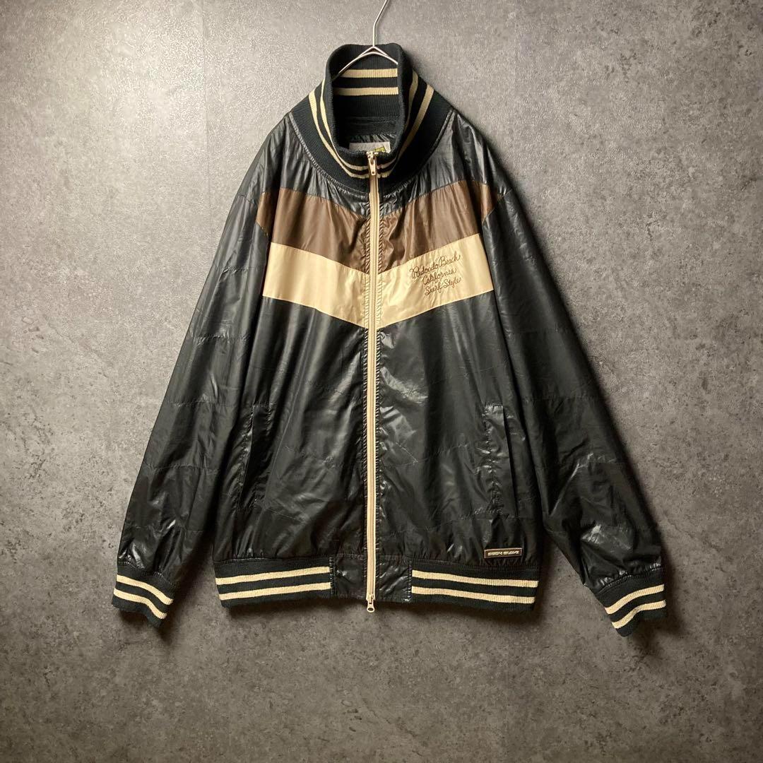 ヴィンテージ トラックジャケット 黒 ブラウン バイ リブライン 刺繍XL LL VINTAGE