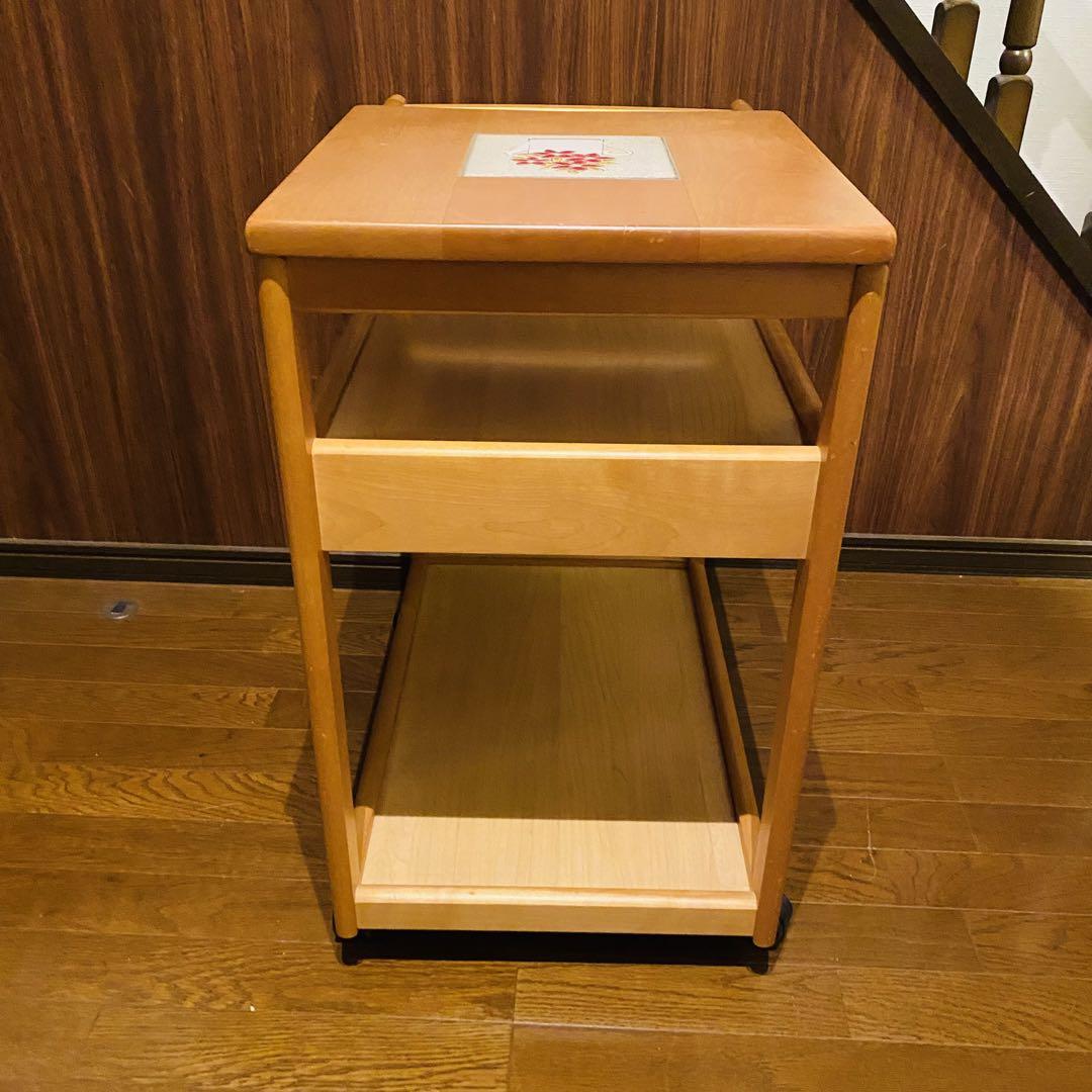 【良品】KOIZUMI 小泉産業 木製 キッチン ワゴン キャスター付き