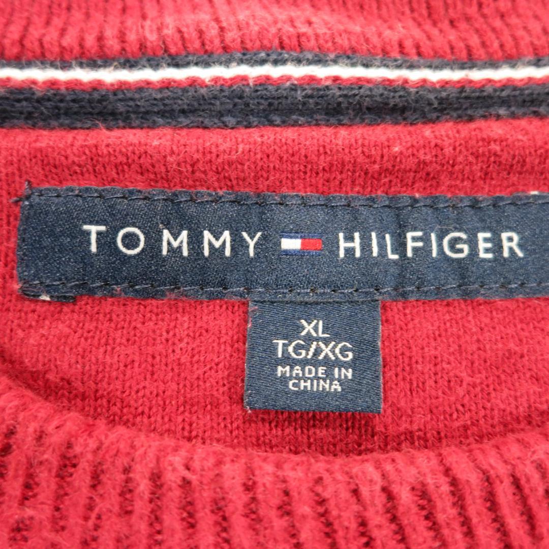 得価品質保証 トミーヒルフィガー ニット レッド XL リブ 刺繍ロゴ ワンポイント 赤 長袖 UnWMp-m78981002113 格安品質保証