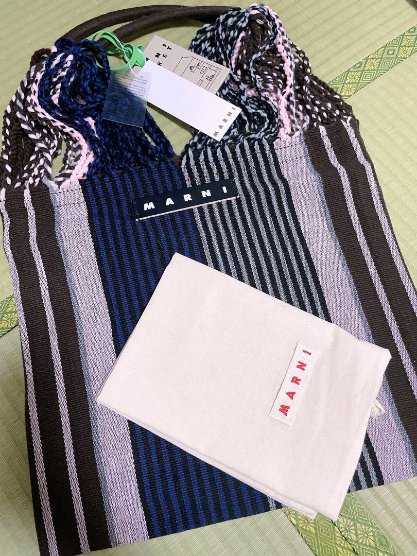 新品MARNIマルニフラワーカフェ ハンモックバッグ ブルー