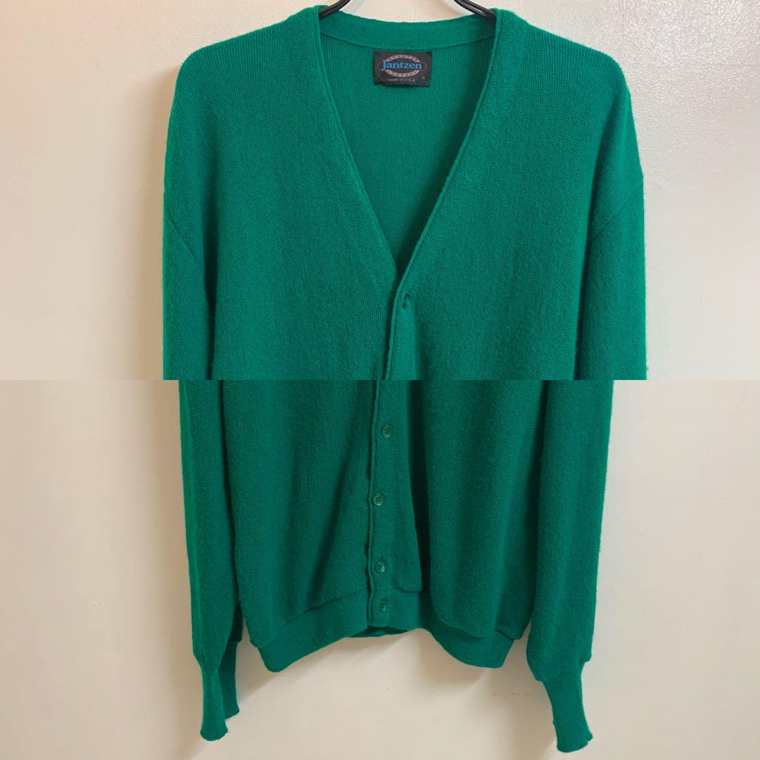 Jantzen VINTAGE 80s USA製 アクリルニットカーディガン 緑