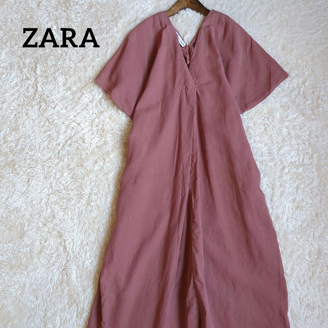 【ZARA】リネン混　ドルマン　ロングワンピース　S